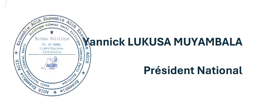 Signature de Yannick LUKUSA MUYAMBALA, Président National